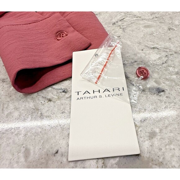 NWT Tahari Shirt Dress Women M Rose Pink Collared Long Sleeve Button Casual - Picture 8 of 12